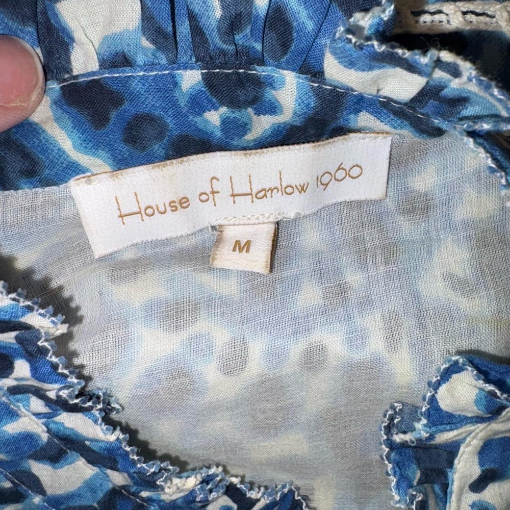House of Harlow 1960 Blue Floral Ruffle Tiered Midi Dress - Picture 7 of 9